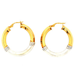 Pre Owned 9ct Two Tone Hoops ZQ417